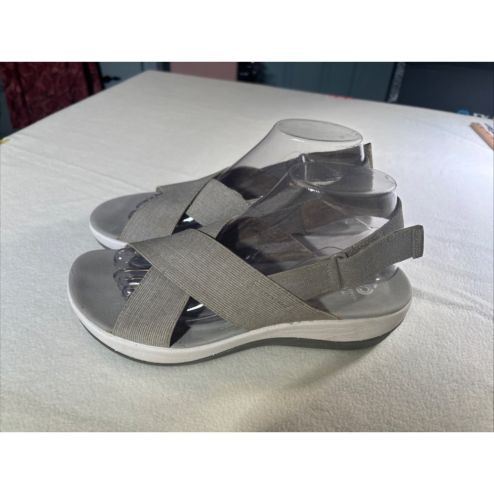 Women's Grey Elastic Cross-Strap Comfort Sandals